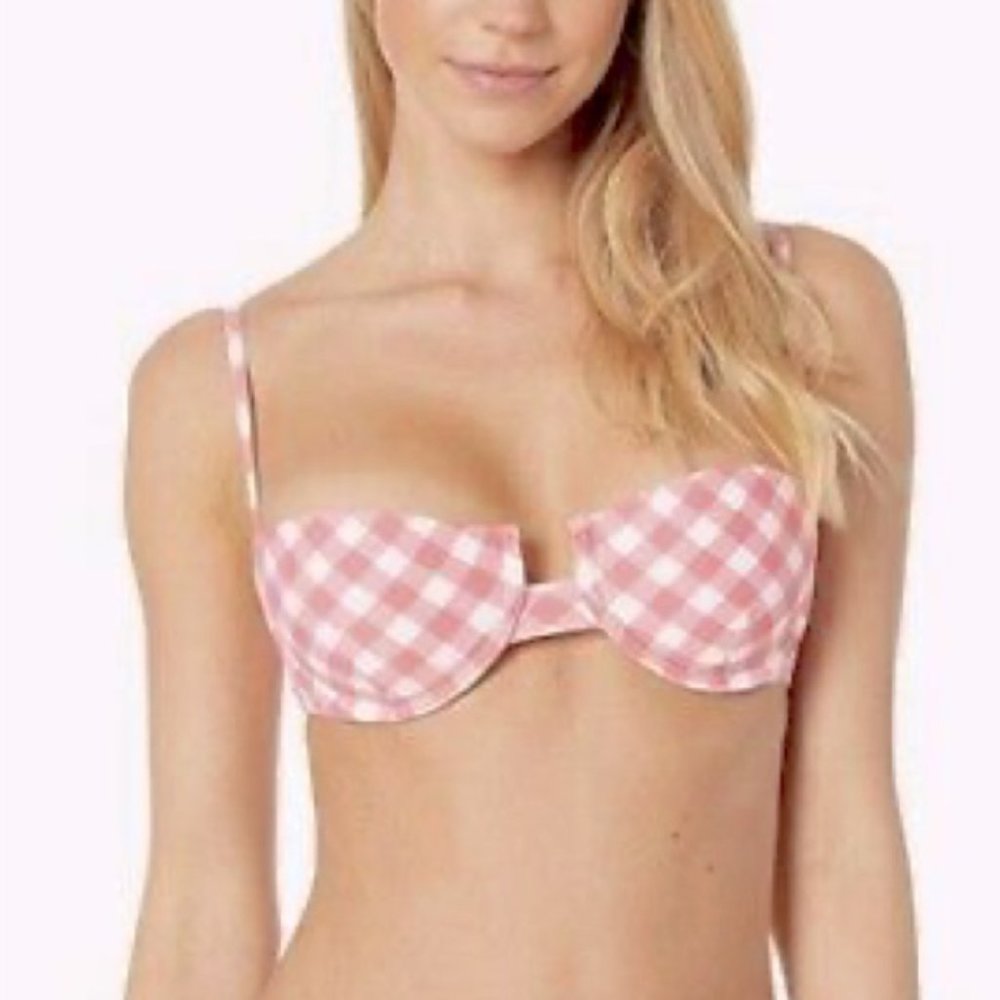(NWT) Onia Dalia Retro Pink Gingham Swim Top Size M